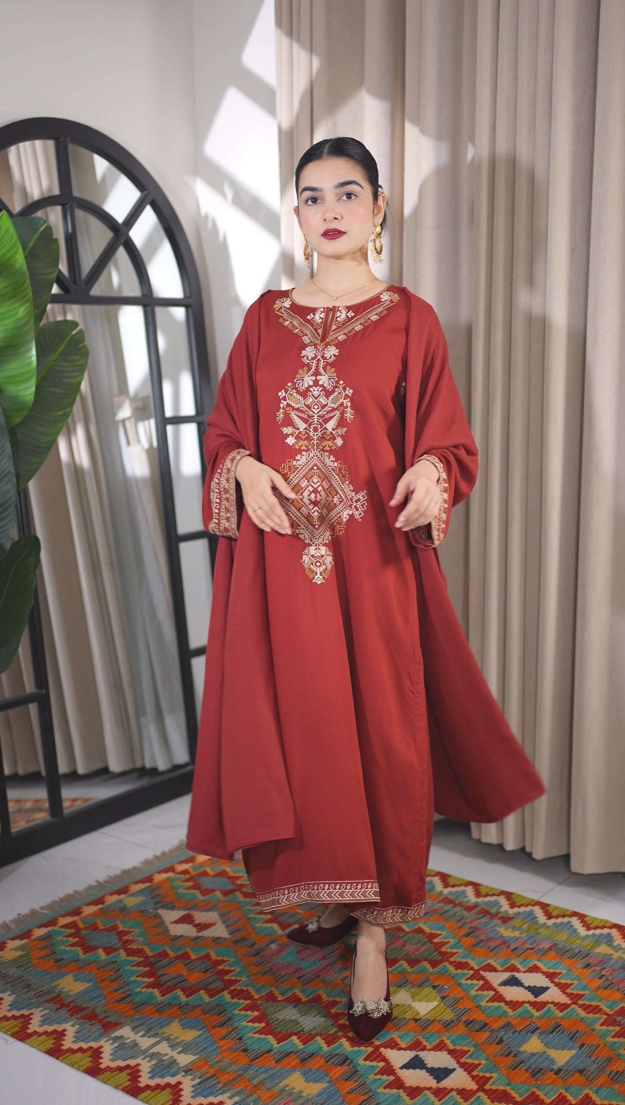 Eshal - 3pc Embroidered Suit -Premium Winter Fabric
