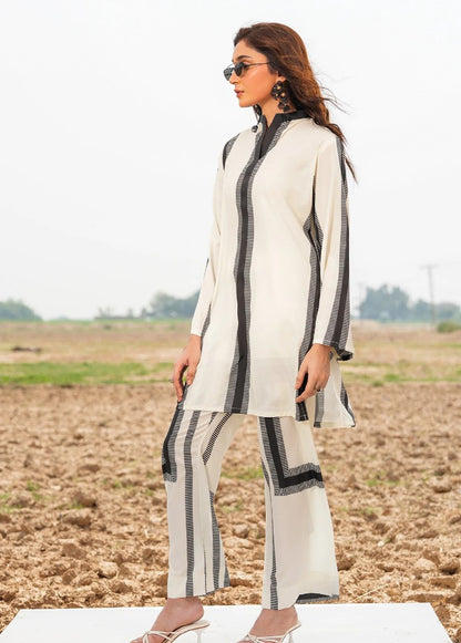 White Breeze  -2Pc Printed Suit - Premium Fabric