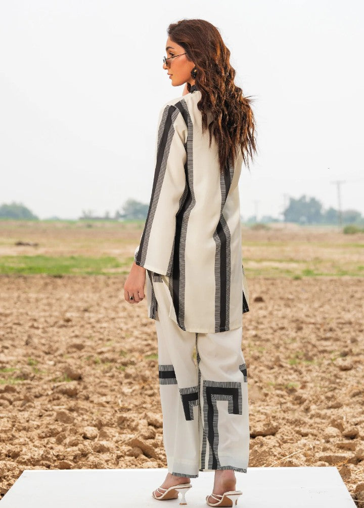 White Breeze  -2Pc Printed Suit - Premium Fabric