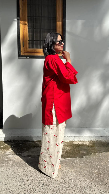 Cherry - 2pc Embroidered Suit -Premium Winter Fabric