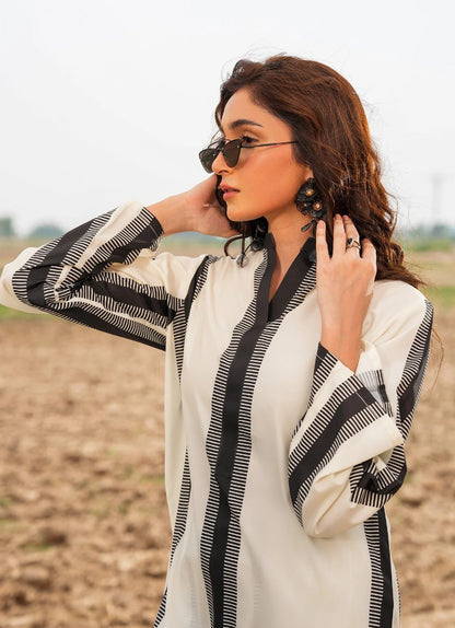 White Breeze  -2Pc Printed Suit - Premium Fabric