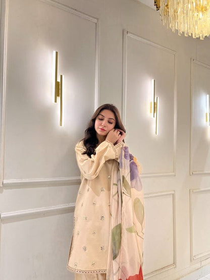 Arshia  Embroidred 3 Pc - Premium Fabric