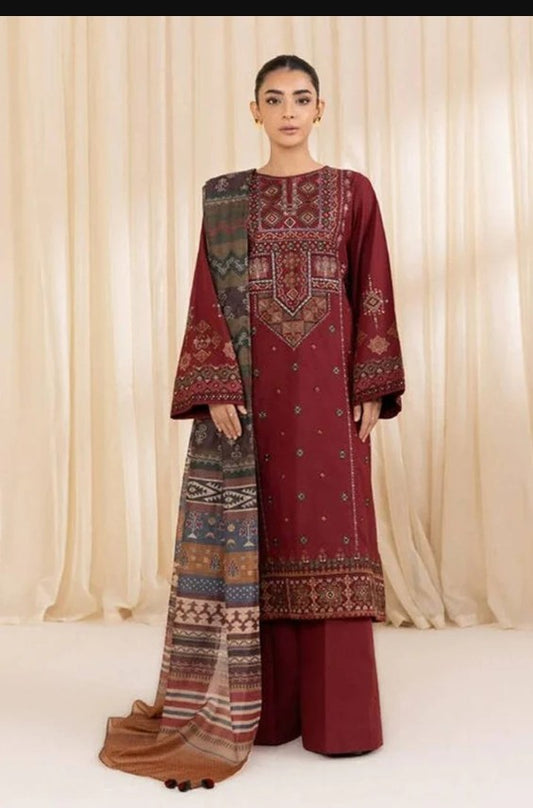 Naimal Embroidered Stitched 3 PC Premium Winter Fabric