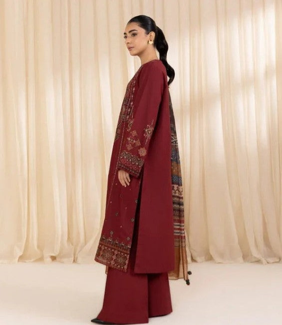 Naimal Embroidered Stitched 3 PC Premium Winter Fabric