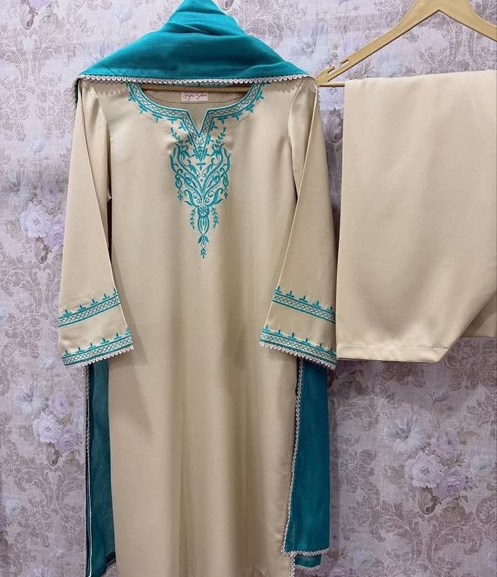 Batool - Embroidered Stitched 3Pc Winter Fabric